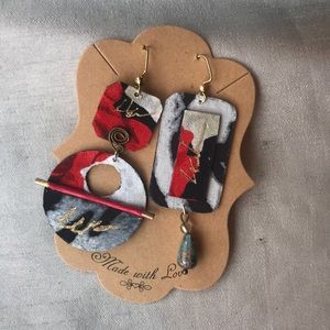 Asymmetrical abstract canvas earrings